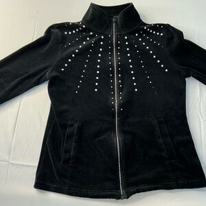 Belldini Black Zip-Up Bomber Jacket with Stud Embellishments